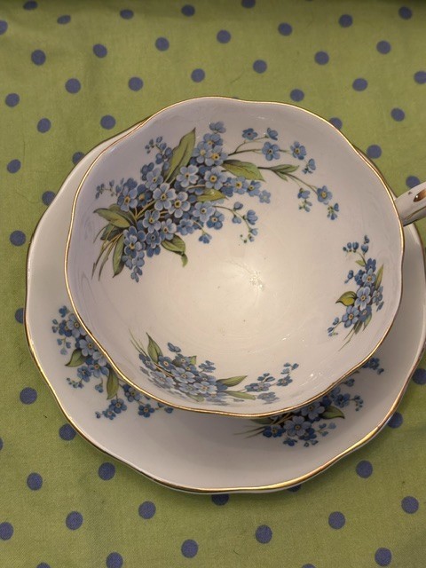Royal Standard English Bone China Cup  & Saucer Forget Me Not Perfect 