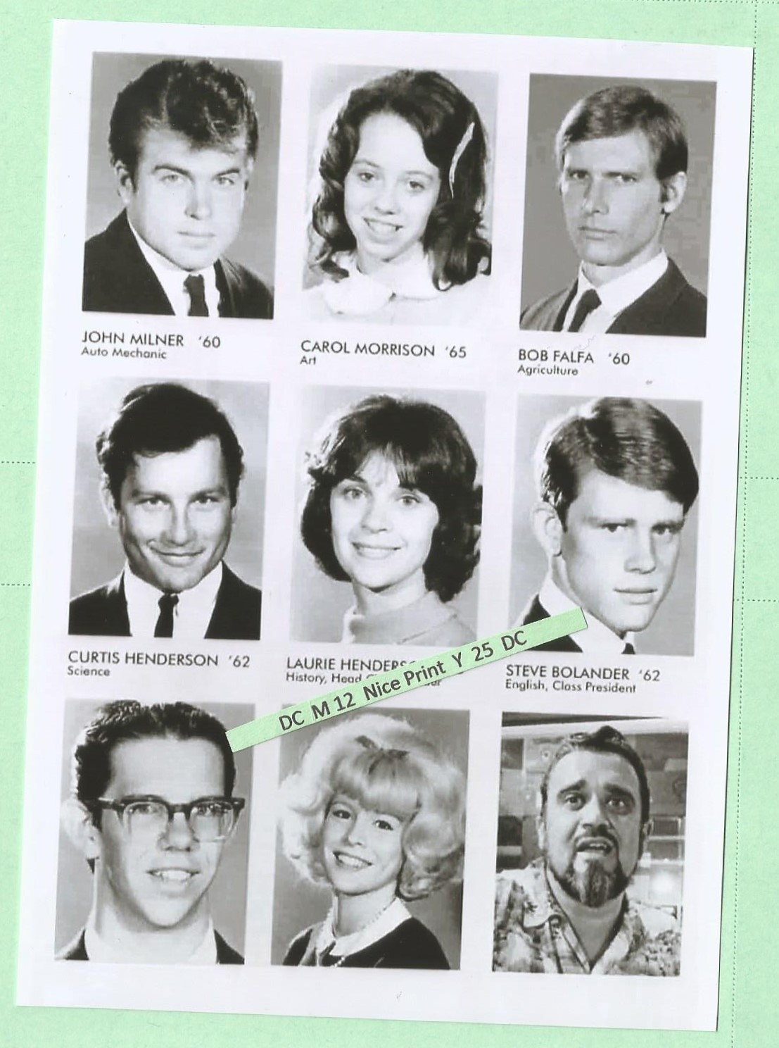 Found 5X7 PHOTO American Graffiti High School Yearbook Page Young Harrison Ford