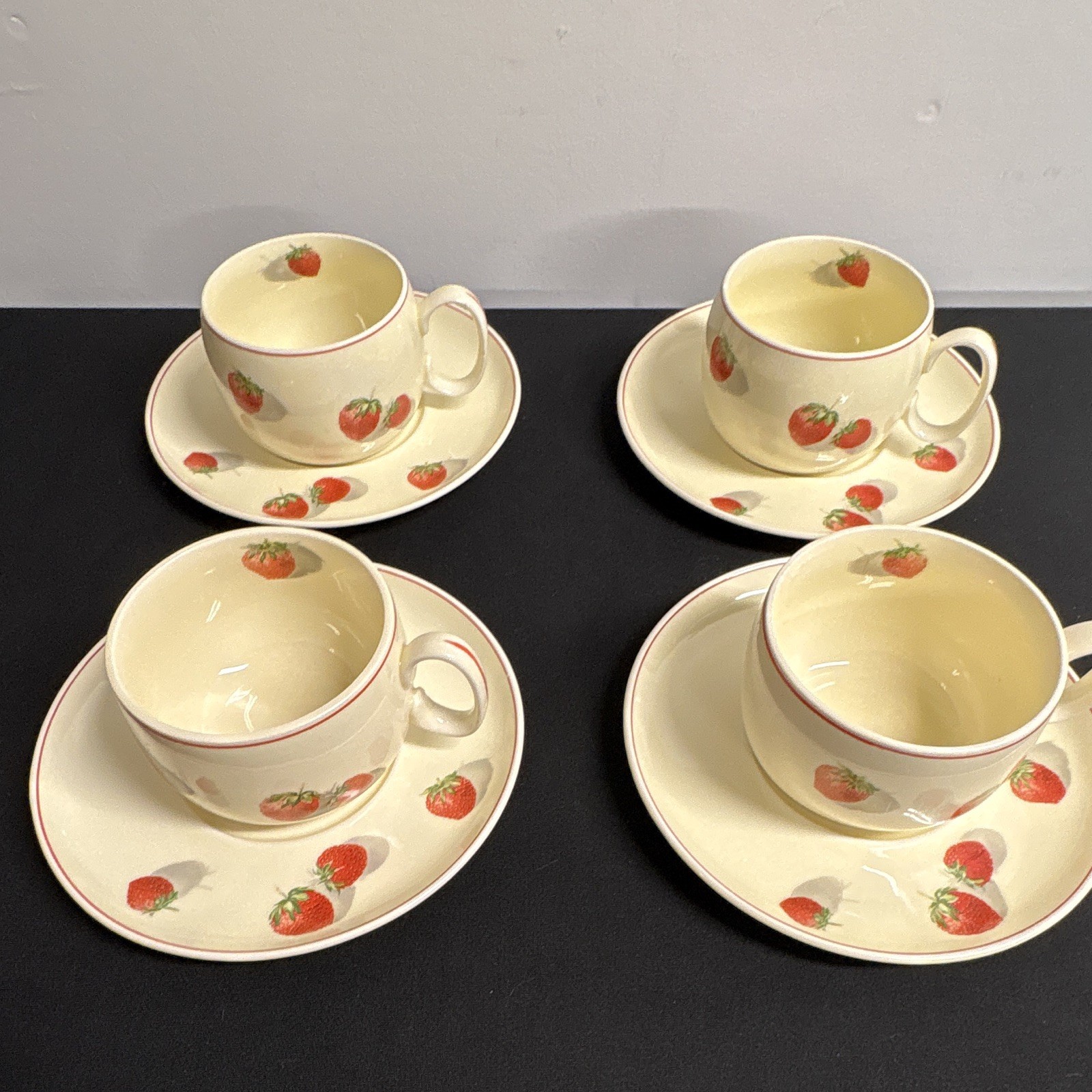 Vintage Cavitt-Shaw Ceramic Strawberry Coffee Cup & Saucer Set, 8-Piece, Cream Vintage Cavitt-Shaw Ceramic Strawberry Coffee Cup & Saucer Set, 8-Piece, Cream