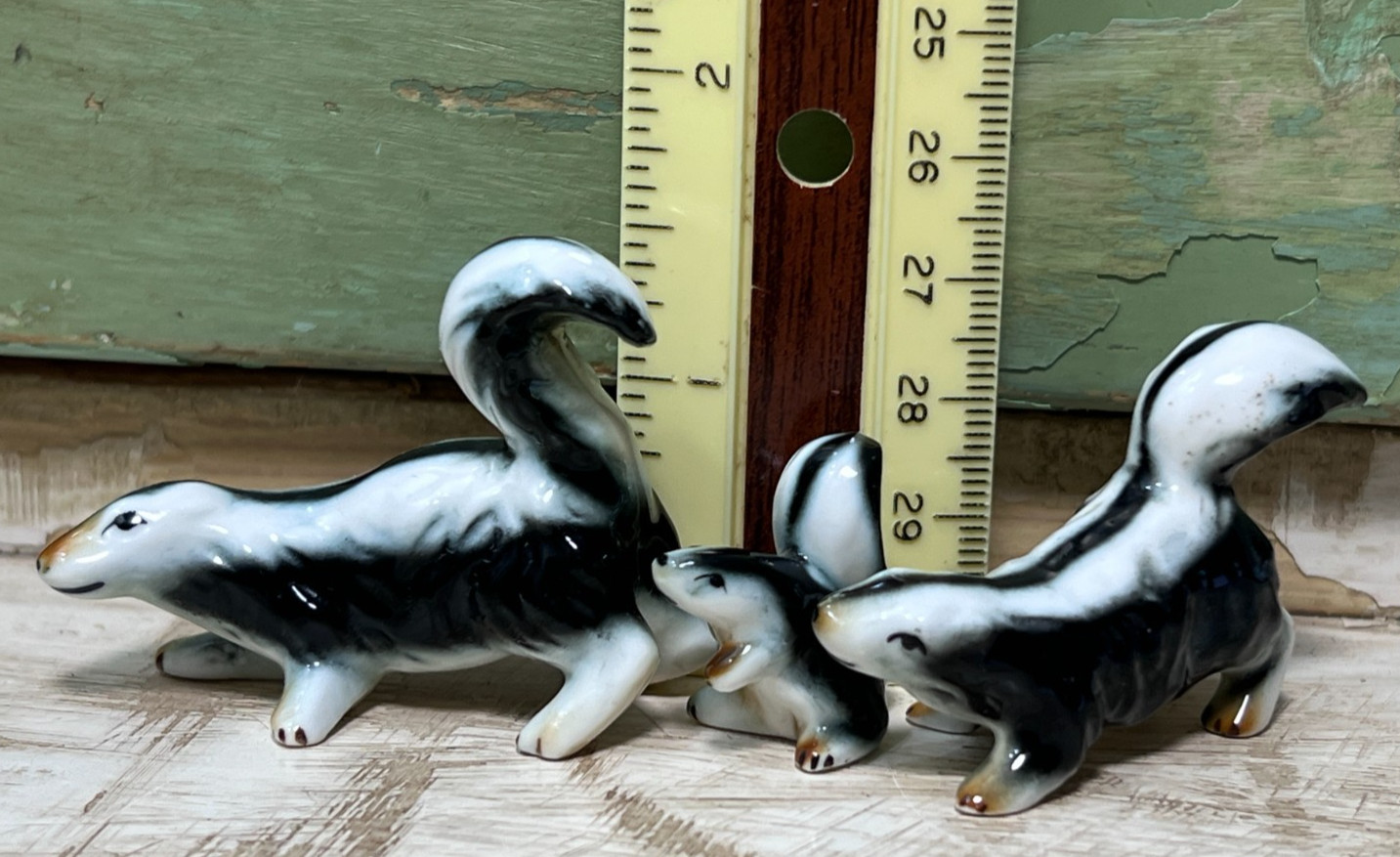 Vintage MCM Miniature Skunk Family Figurines Set of 3 Porcelain Ceramic Kitsch Vintage MCM Miniature Skunk Family Figurines Set of 3 Porcelain Ceramic Kitsch