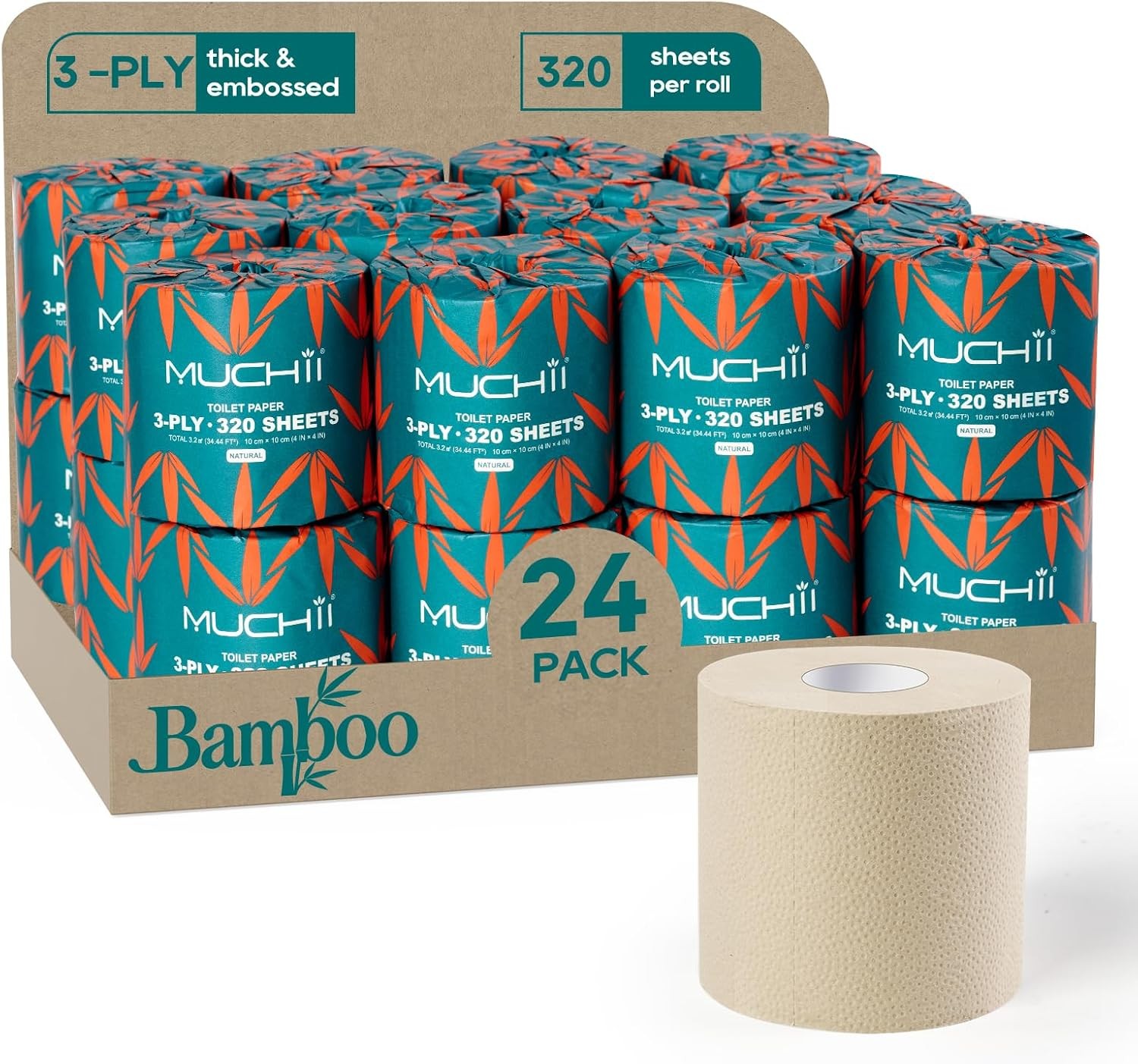 Bamboo Toilet Paper 3 Ply Septic Safe Bath Tissue 24 Rolls 320 Sheets Bamboo Toilet Paper 3 Ply Septic Safe Bath Tissue 24 Rolls 320 Sheets