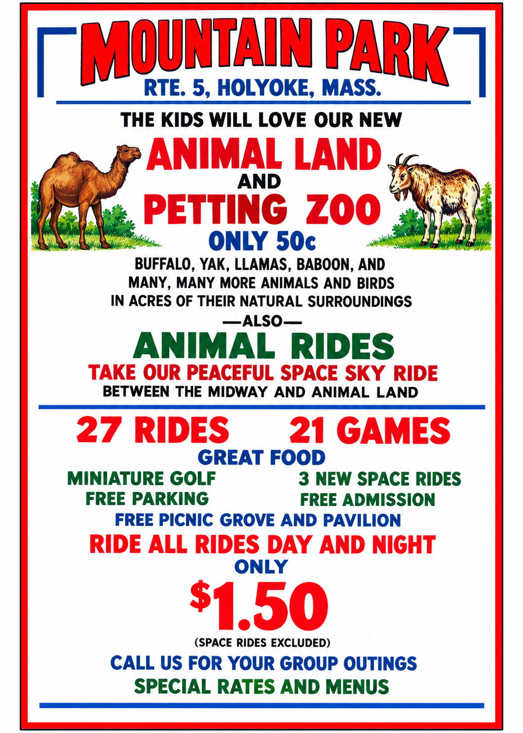 Vintage Mountain Amusement Park Ad Magnet – Holyoke, Massachusetts