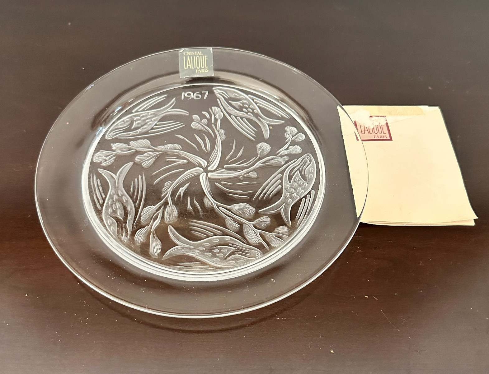 Vintage Lalique 1967 Clear Cristal Plate New Vintage Lalique 1967 Clear Cristal Plate New