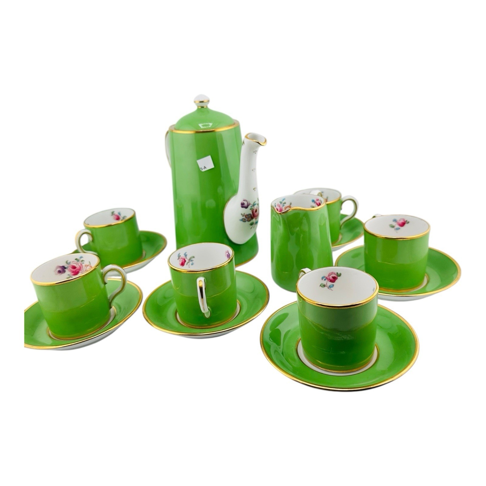 New Chelsea Staffs Green Floral Antique Demitasse Complete Service For 6 FREE SH New Chelsea Staffs Green Floral Antique Demitasse Complete Service For 6 FREE SH
