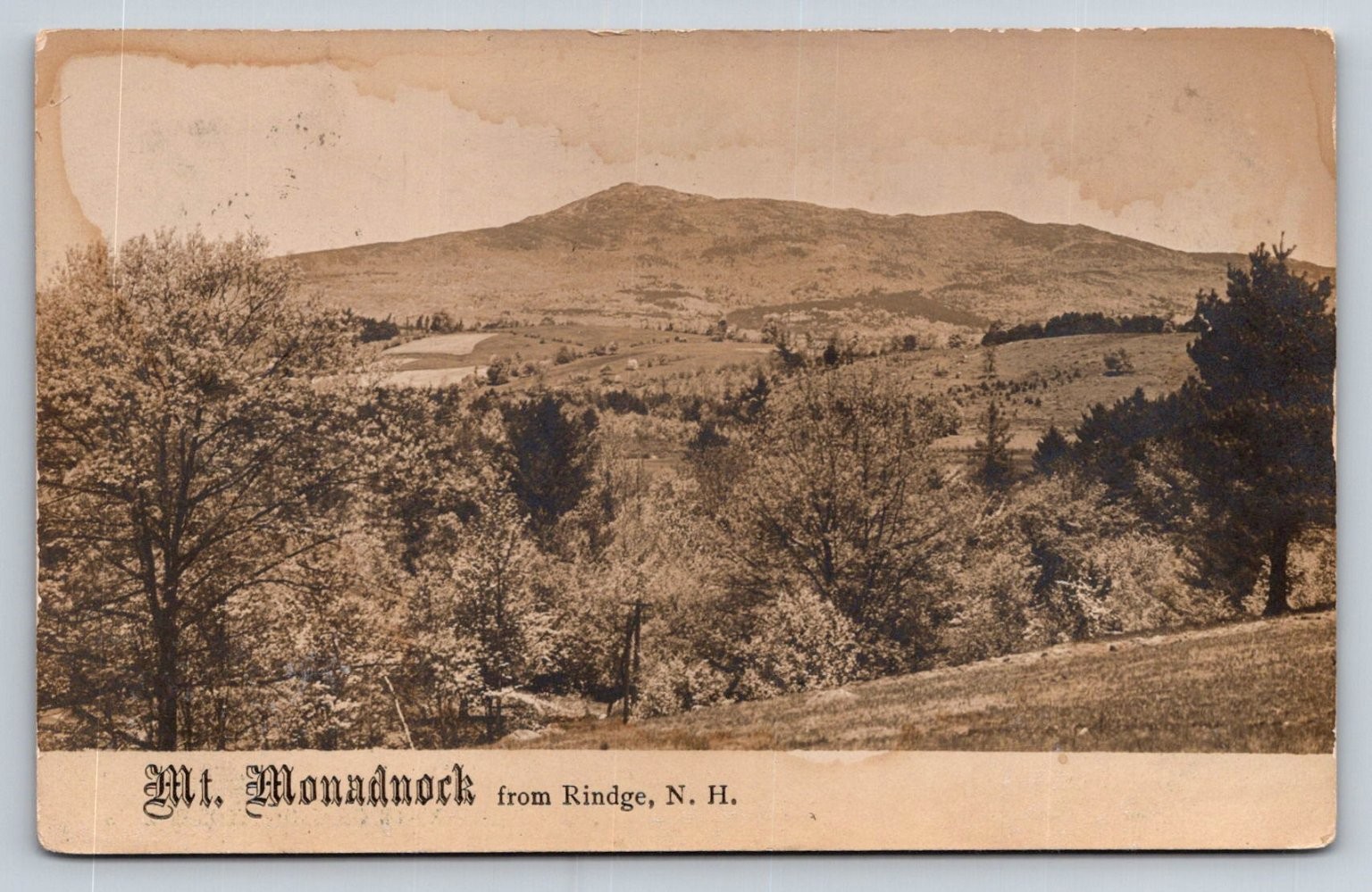 Vintage RPPC Mt. Monadnock from Rindge NH 1908 Postcard