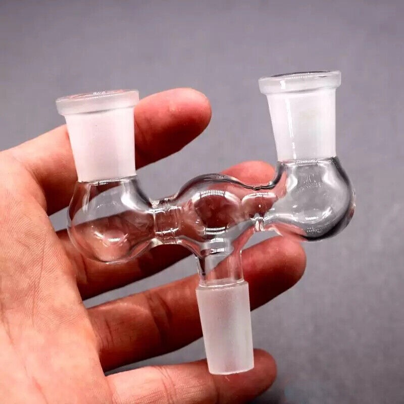 3-Neck 14mm Male to Female Joint Glass Distillation Head Adapter Lab Glassware