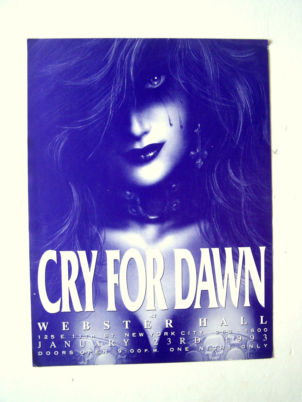 JOSEPH  LINSNER - CRY FOR DAWN WEBSTER HALL - 1993 mini POSTER 2-Sided
