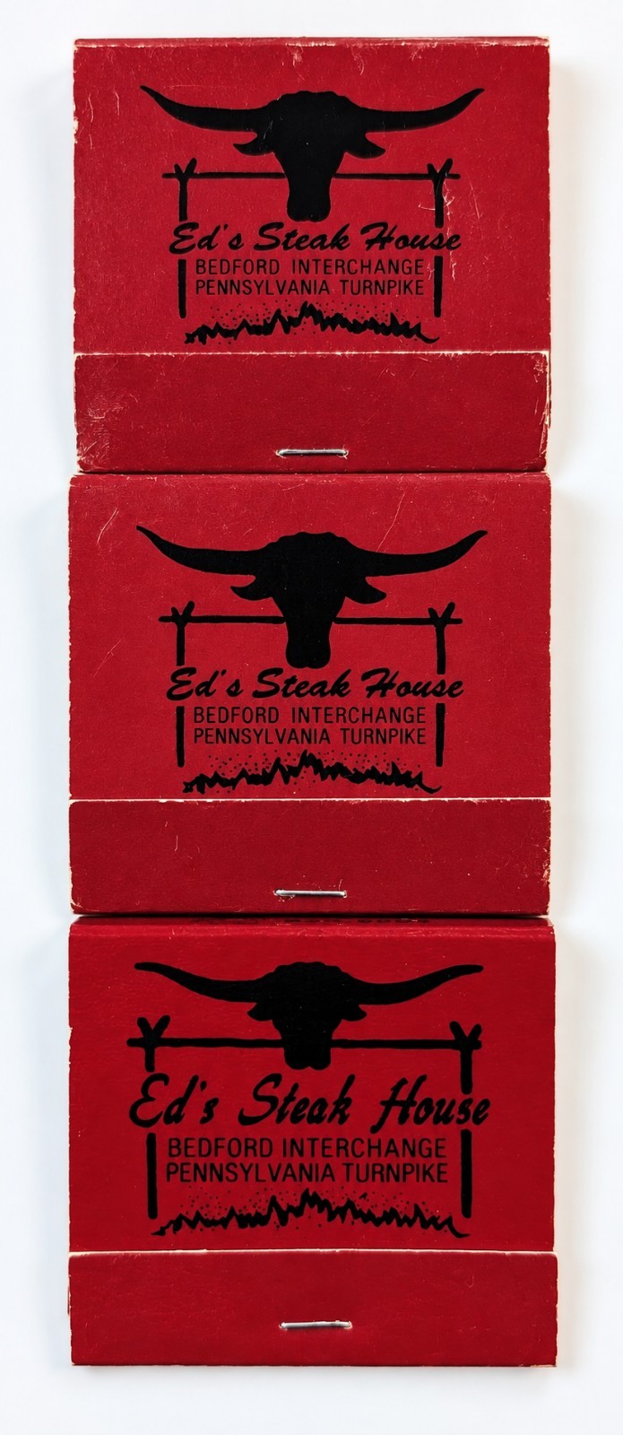 Vintage Ed's Steak House Bedford PA Restaurant Matches Lot of 3 Matchbooks