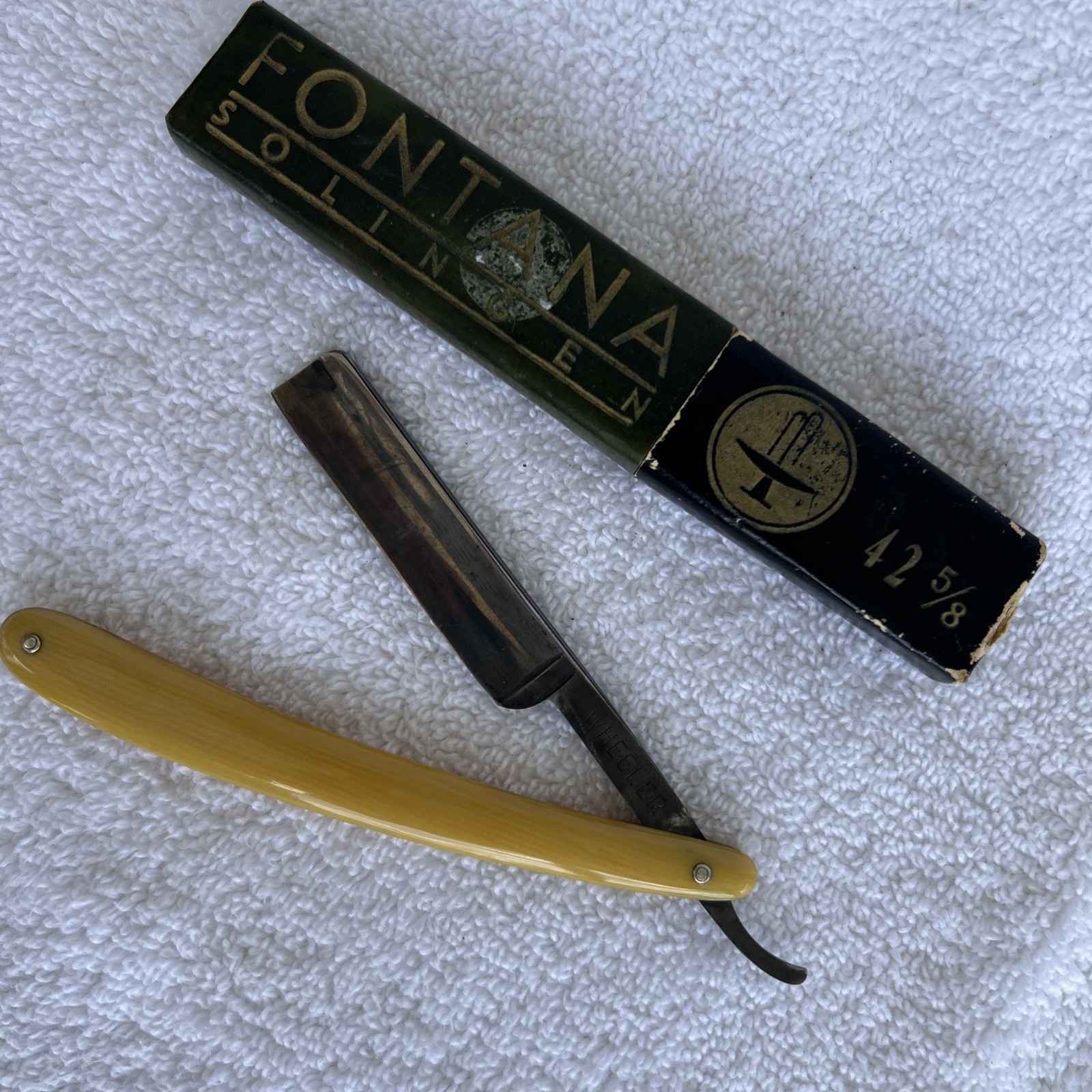 Vintage Fontana Straight Razor FONTANA SOLINGEN 42 5/8 Wheeler with Box
