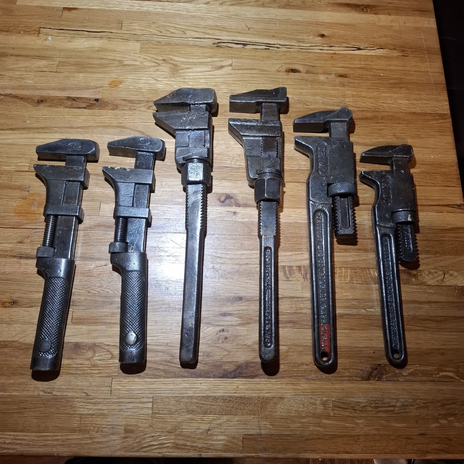 Lot Of 6 Antique Railroad Monkey Wrench Trimo Billings Spencer Bemis And Call