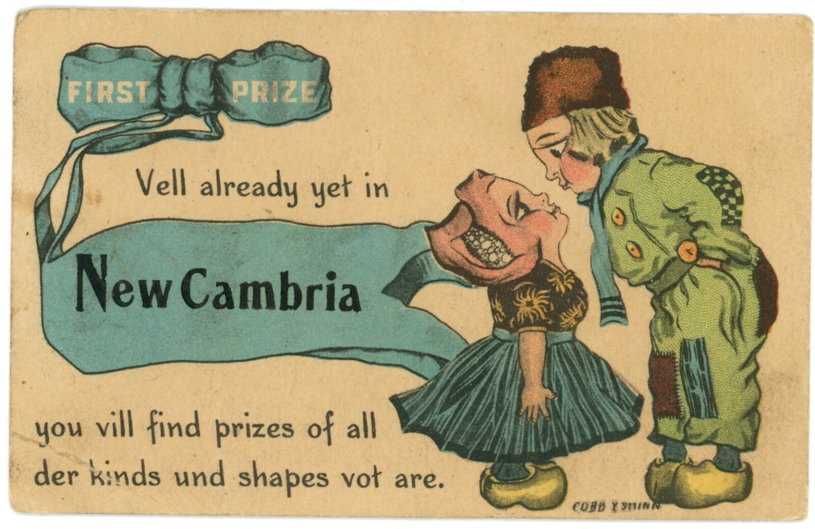 New Cambria MO Comic Dutch Children Town Booster Postcard Cobb Shinn c1910s