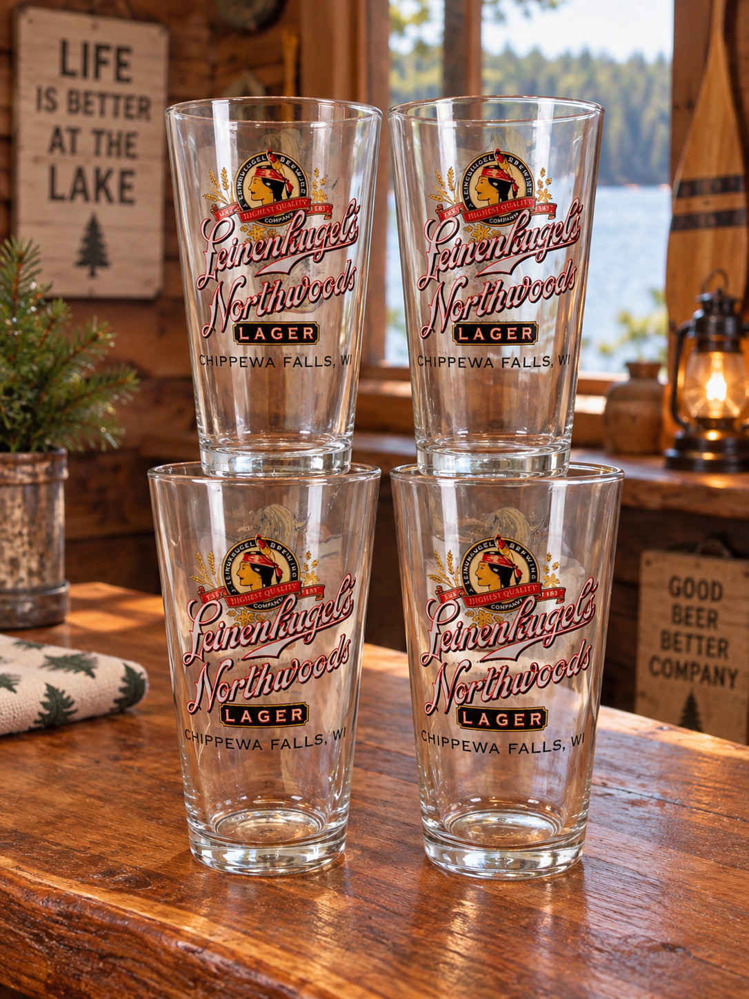Leinenkugels Fish Series Pint Beer Glass (4) Northern Pike Fishing Glasses