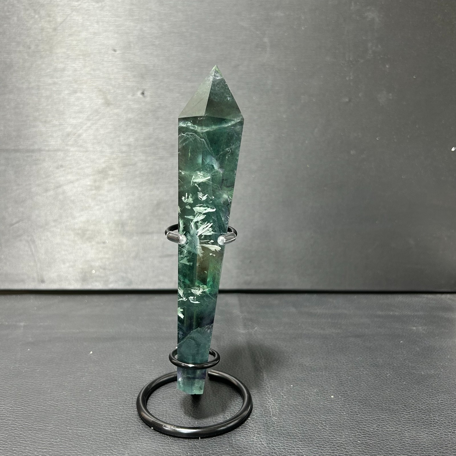 All 0.58LB natural feather fluorite scepter crystal wand point healing G7747