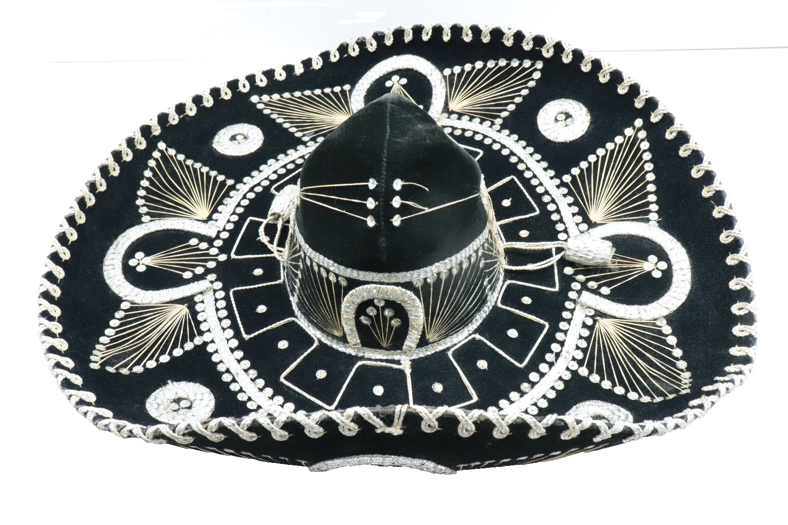 Vintage Large Mexican Pigalle Sombrero Mariachi BLACK Hat  Paris 1900-Roma 1898