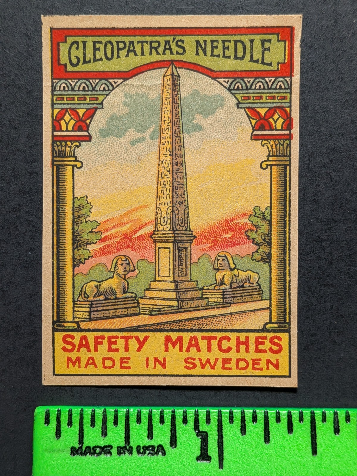 Vintage Cleopatra's Needle Monument Matchbox Label