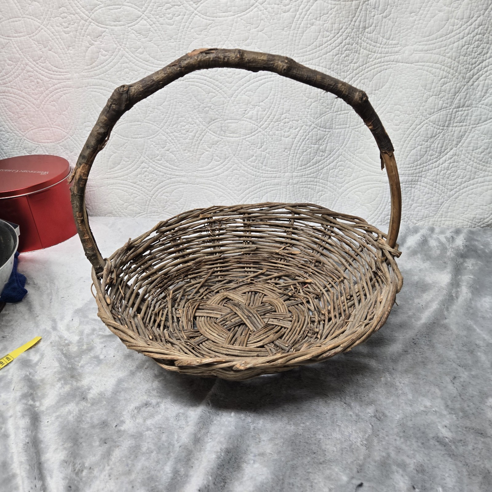 Antique French Grapevine Gathering Basket. Early 1900s