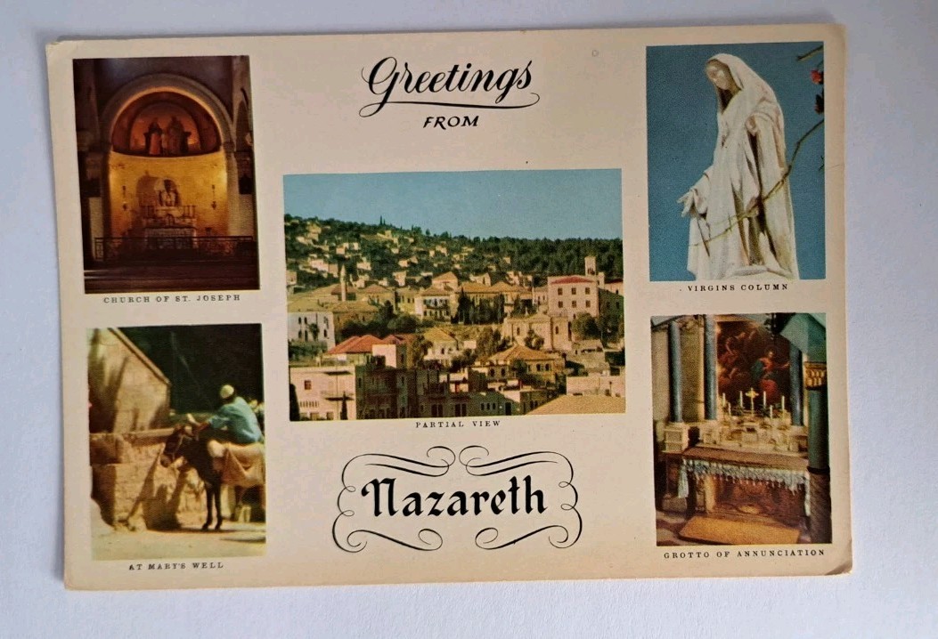 Greetings From Nazareth Multi View Printed In Israel Unposted 4x6