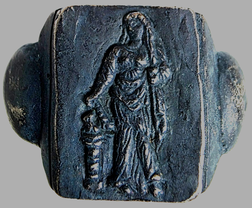 300 BC Ancient Roman Silver Ring Vesta the virgin goddess of hearth home family