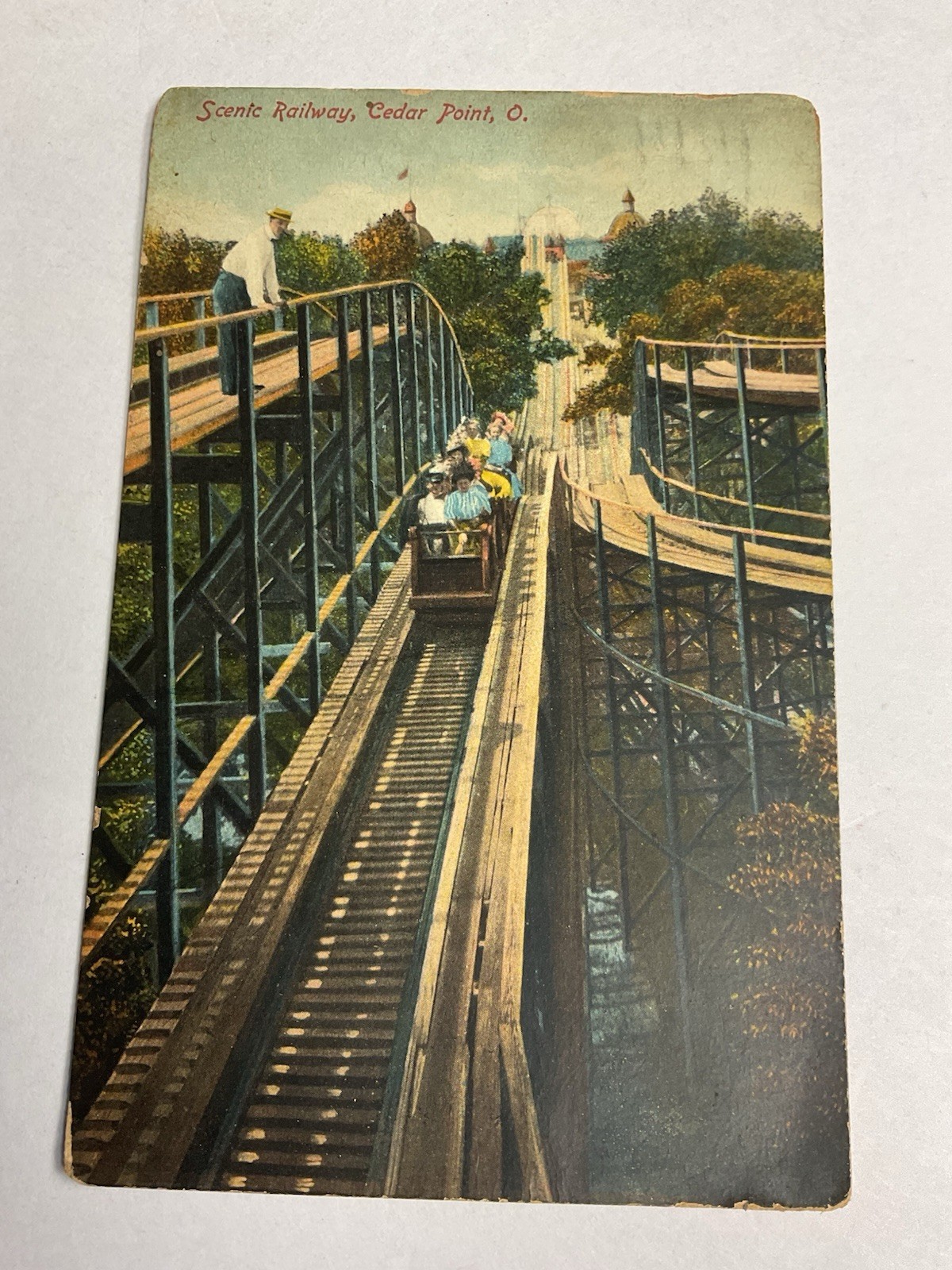 Cedar Point Ohio Postcard Scenic Railway Roller Coaster Vintage 1912 Post Mark Cedar Point Ohio Postcard Scenic Railway Roller Coaster Vintage 1912 Post Mark