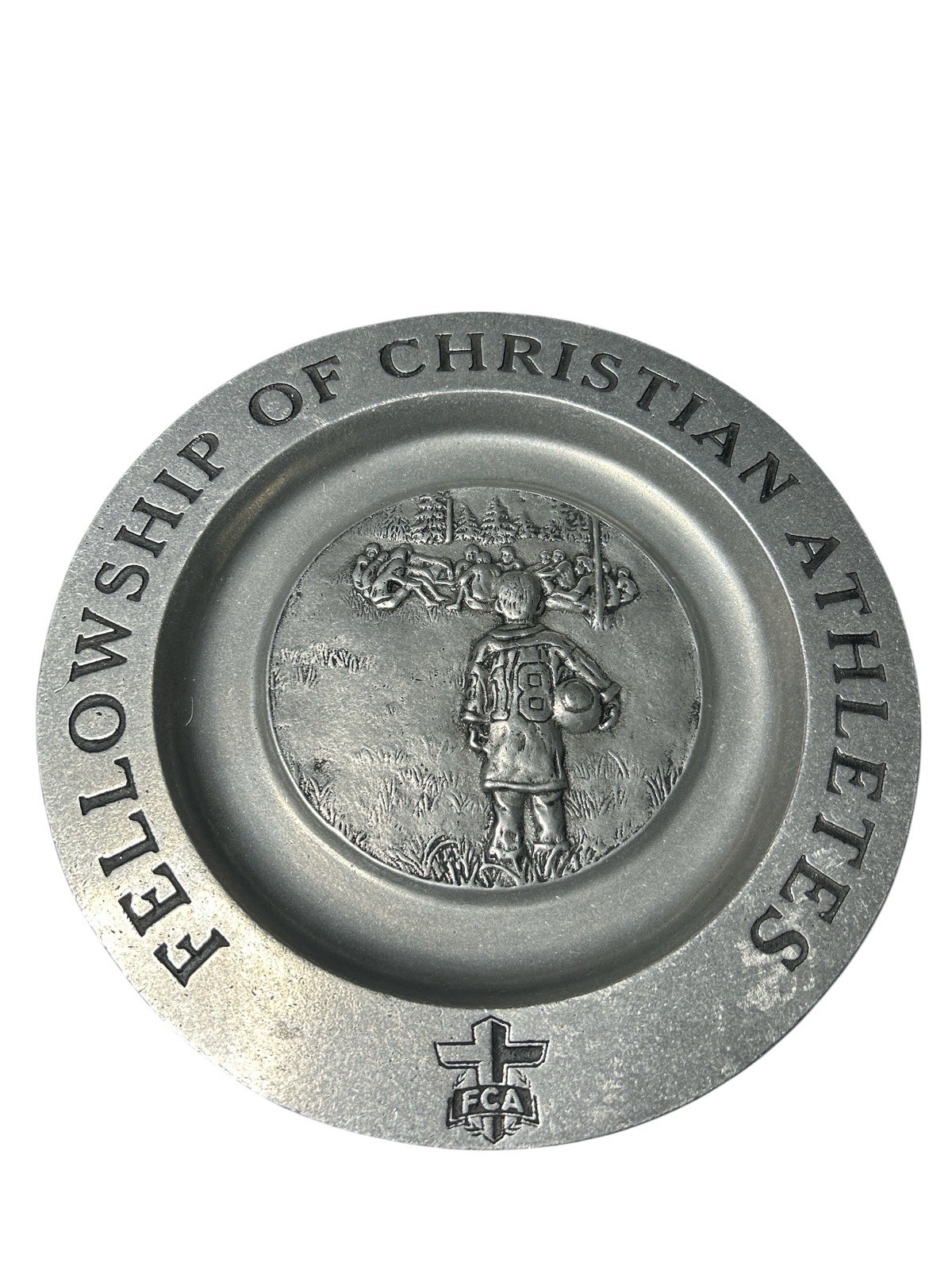Vintage Fellowship of Christian Athletes Aluminum Charger Plate Tray 10.5\