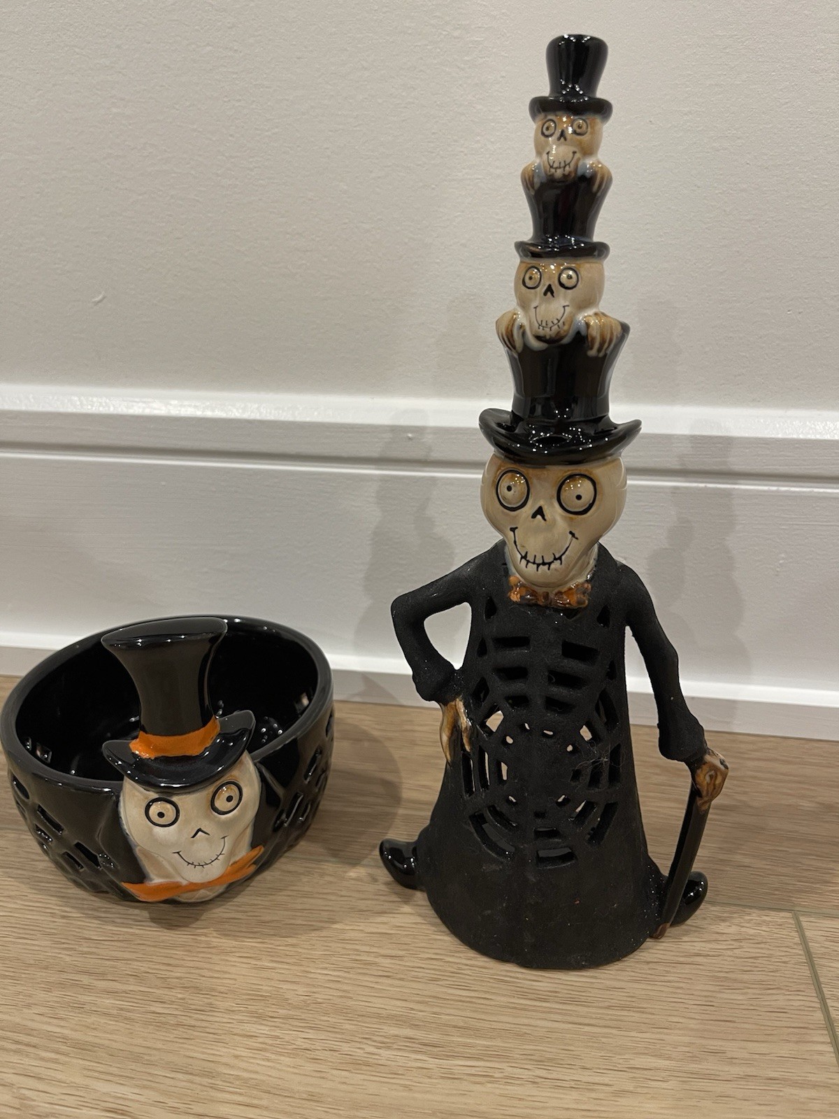 Yankee Candle Boney Bunch 3 Heads Stacked Tealight Holder Halloween Retired 2009