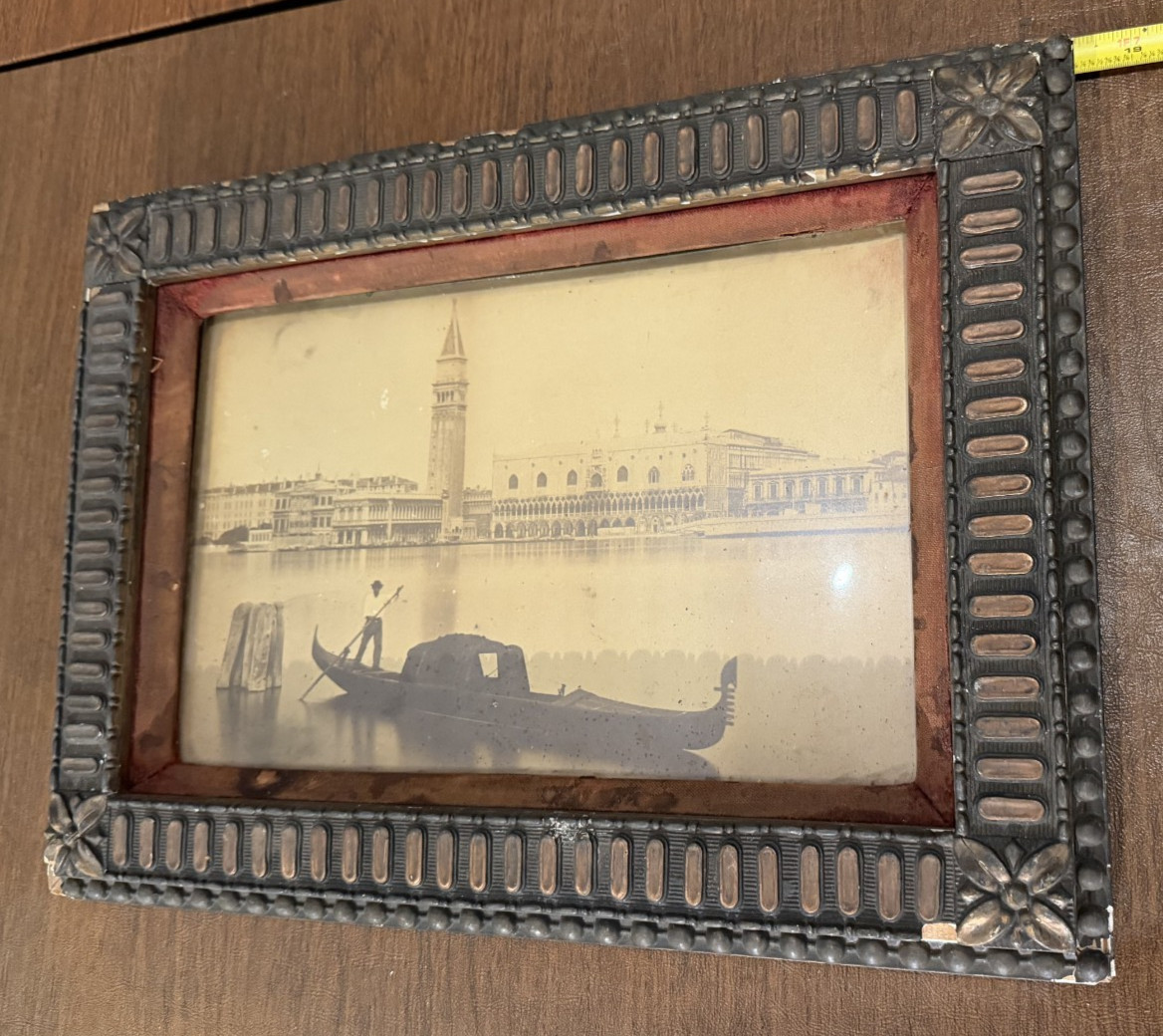 Antique Photograph Venice Italy San Marco Gondola Frame Carlo Ponti ? 1870s Antique Photograph Venice Italy San Marco Gondola Frame Carlo Ponti ? 1870s