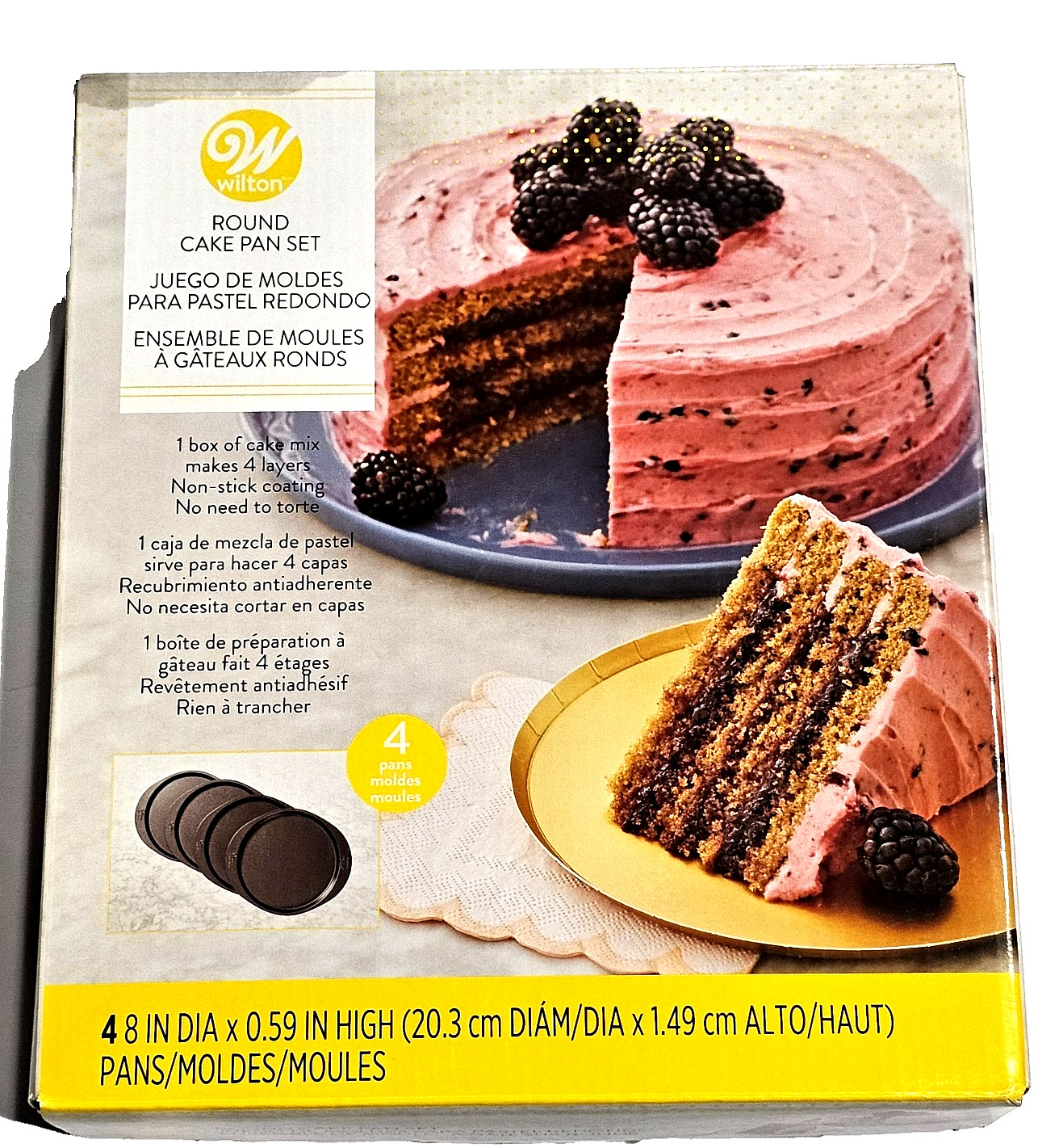 Wilton Round Cake Pan Set Includeds 1 Box Of Cake Mix Makes 4 Layers
