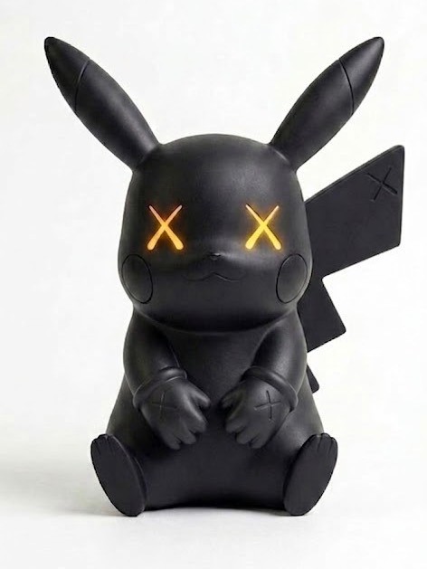 Pikachu Seated Custom X-Eye 3D Printed Black Pokémon Figure