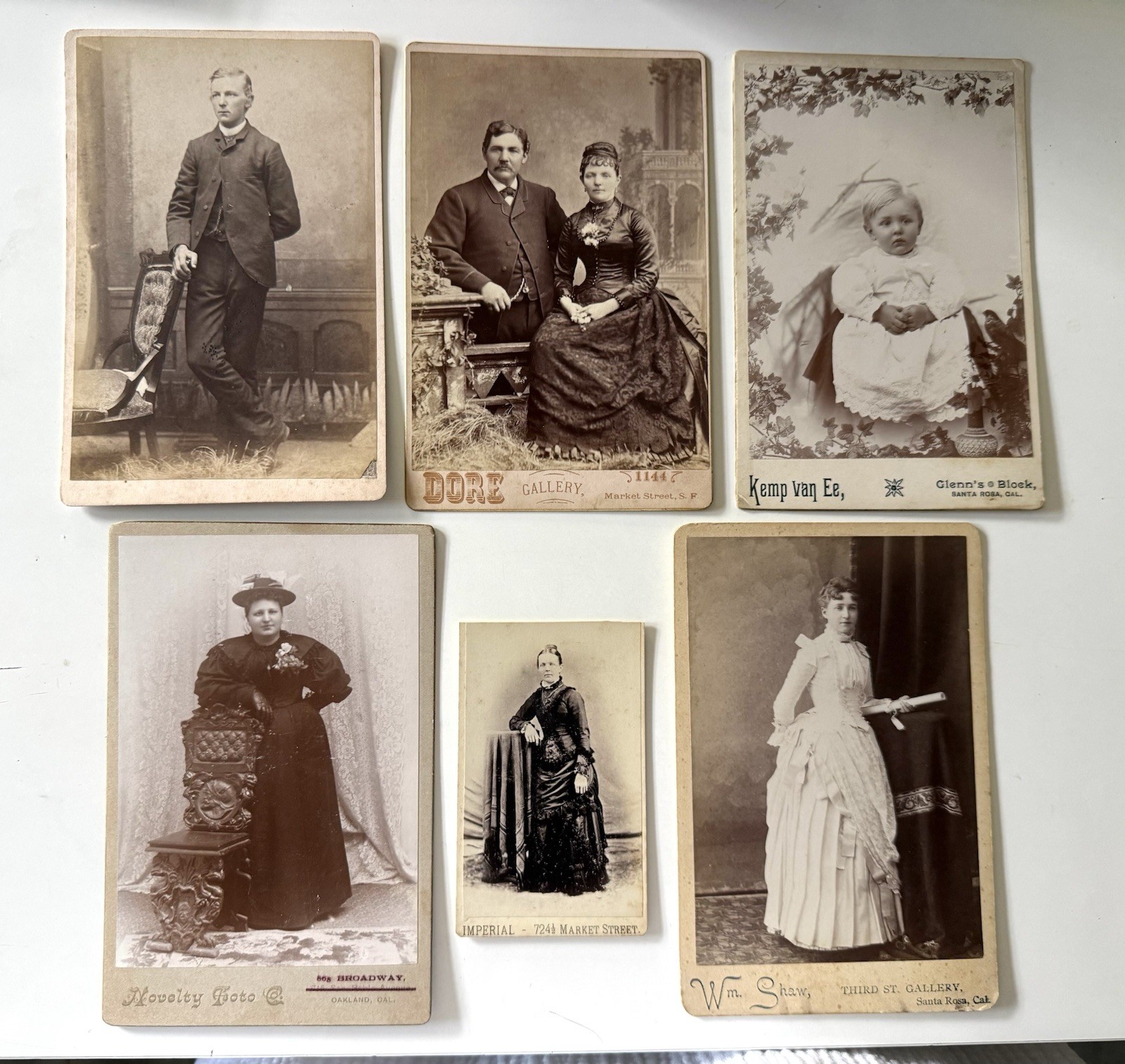 Antique 1900s California Cabinet Card Photo Lot Santa Rosa Francisco Oakland Cdv
