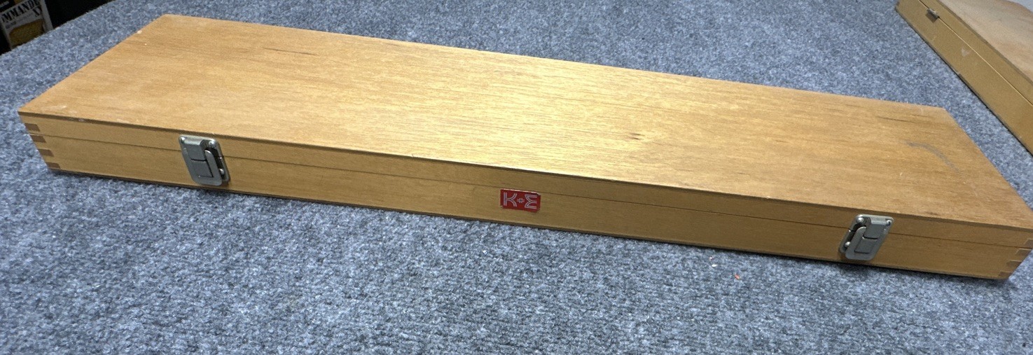 VTG  K&E Keuffel Esser Luxylite Ship Curve Drafting Stencil Set Wood Case 43pc