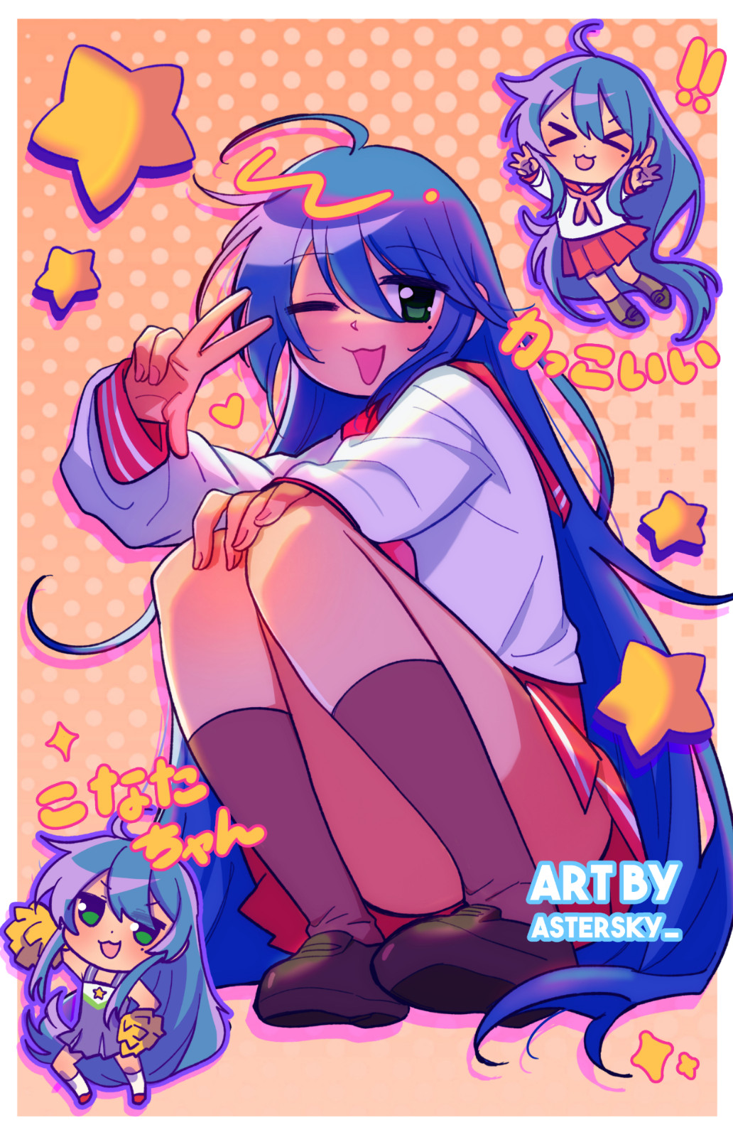LUCKY STAR KONATA IZUMI Kawaii Large Anime Poster Print (Artist Handmade)