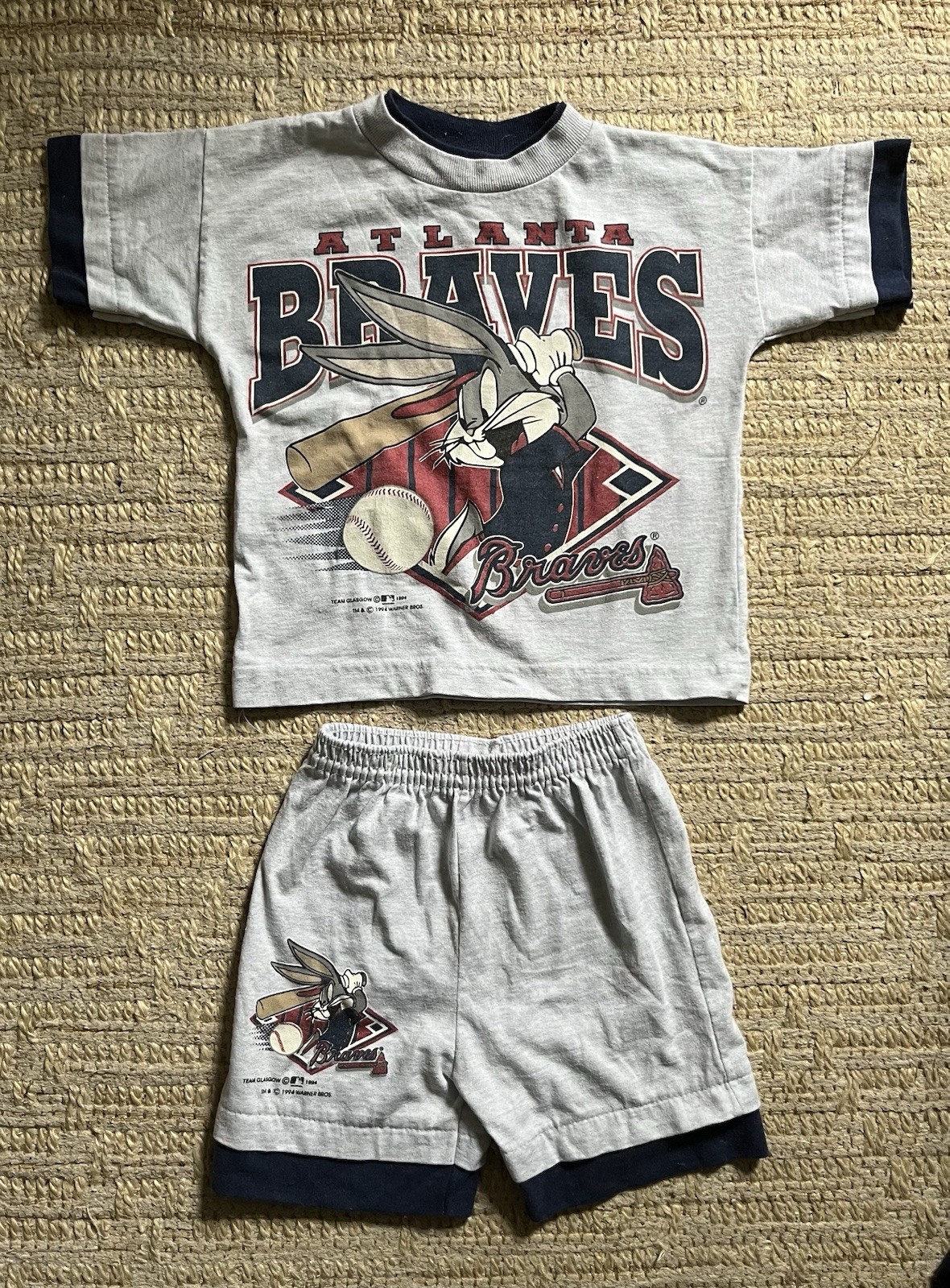 1994 Vintage Atlanta Braves Looney Tunes Bugs Bunny Two Piece Matching Set