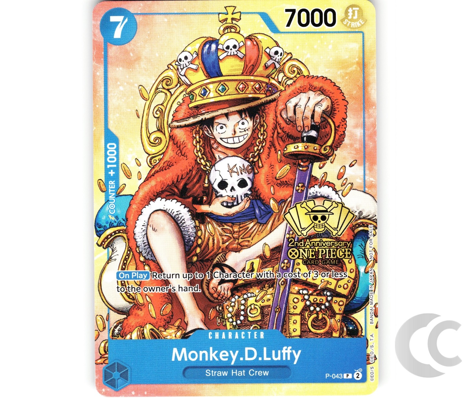 Monkey.D.Luffy P-043 Promo 2nd Anniversary Stamp ONE PIECE Card Game English NM Monkey.D.Luffy P-043 Promo 2nd Anniversary Stamp ONE PIECE Card Game English NM
