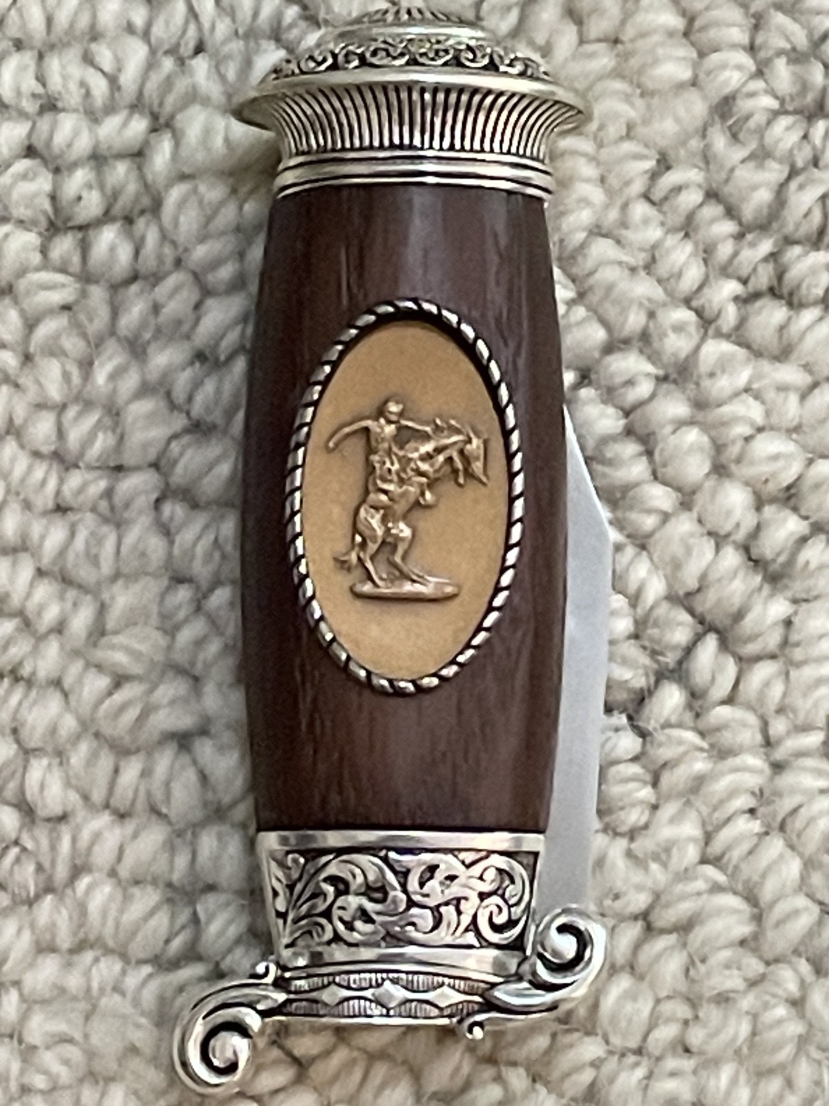 Franklin Mint Frederic Remington Bronco Buster Old West Collector Folding Knife Franklin Mint Frederic Remington Bronco Buster Old West Collector Folding Knife