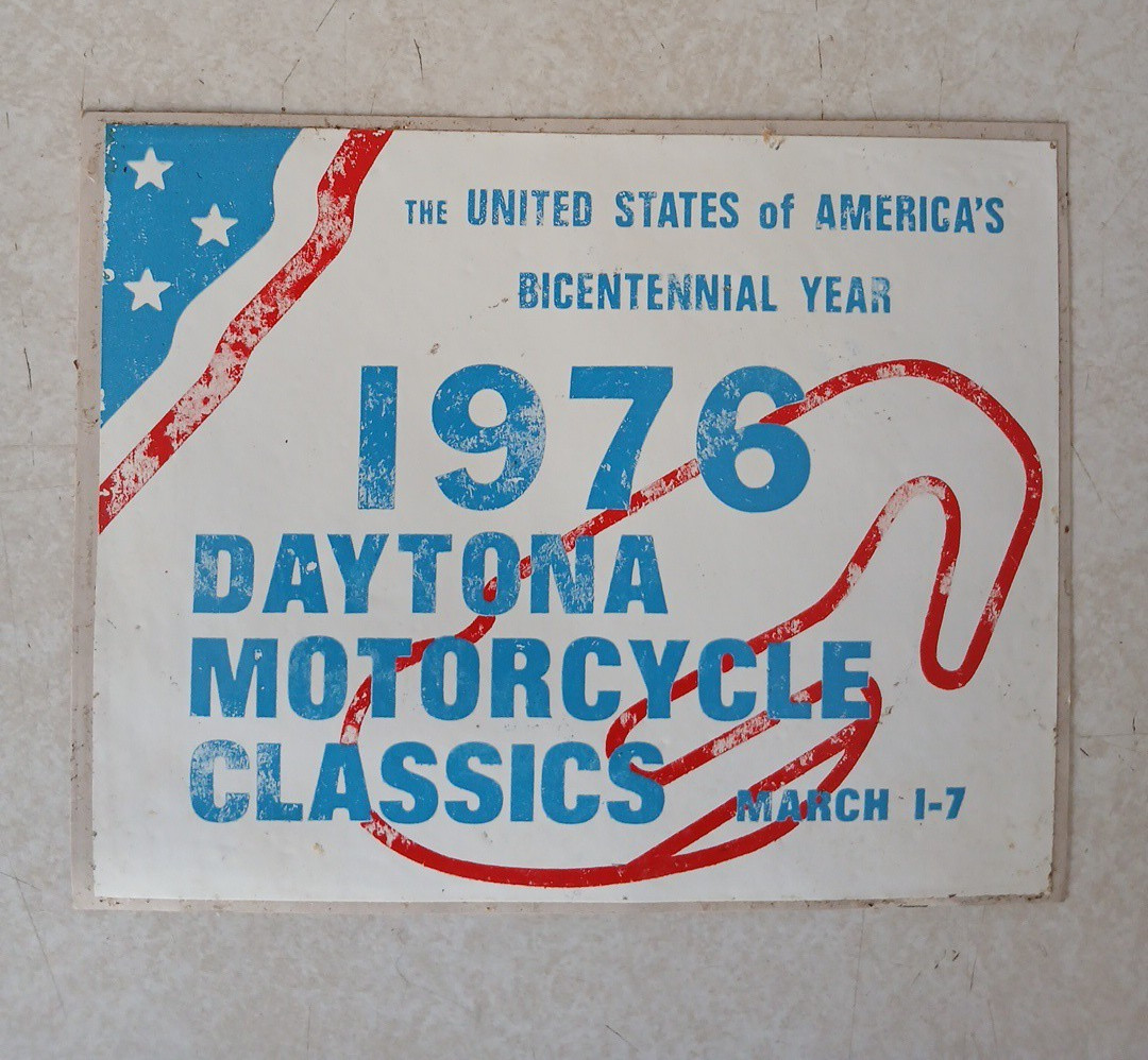 Rare Original Vintage 1976 Daytona Motorcycle Road Racing Sticker Race Decal 5x4