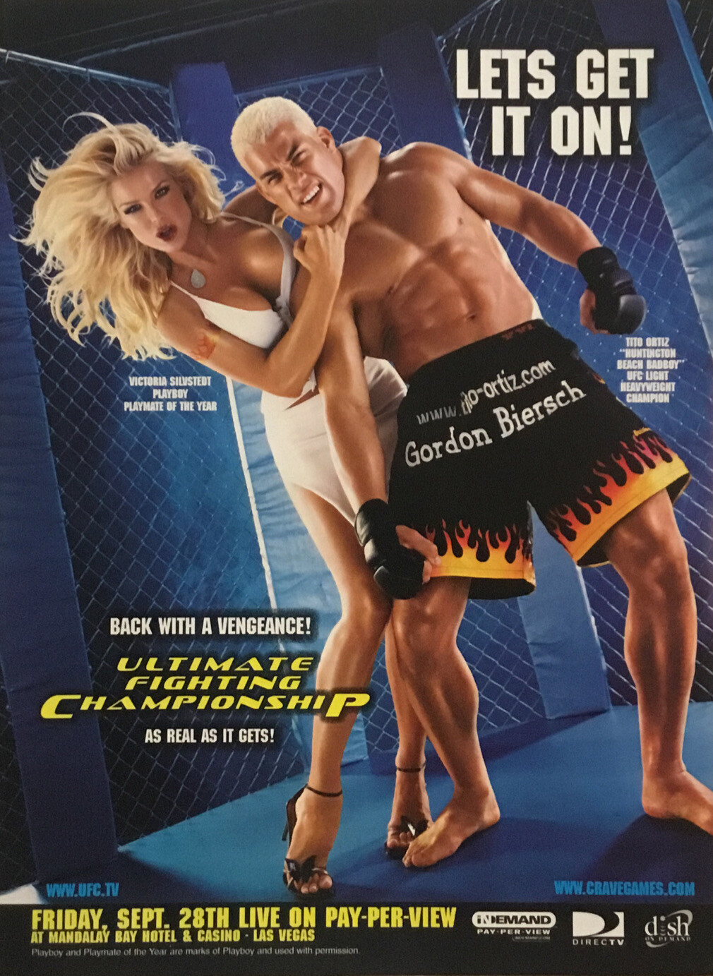 2001 UFC Promo Print Ad Tito OrtizPlayboy PMOY Victoria Silvstedt Sexy Blonde