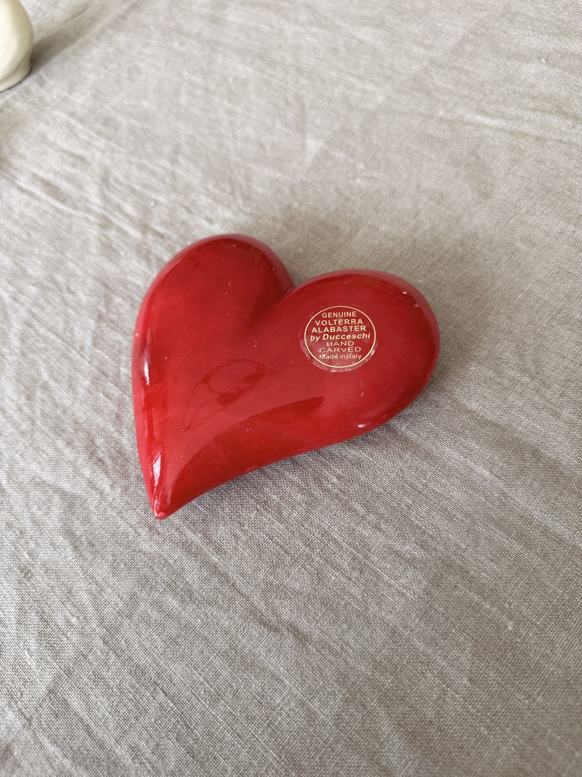 Vintage Genuine Volterra Red Alabaster Heart by Ducceschi Hand Carved In Italy Vintage Genuine Volterra Red Alabaster Heart by Ducceschi Hand Carved In Italy