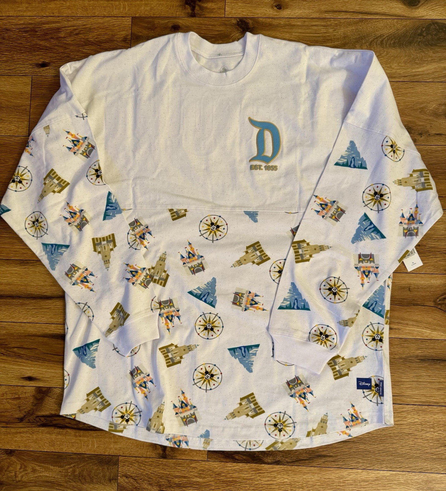 NEW XL  Disneyland California Adventure Icons White Spirit Jersey Glitter