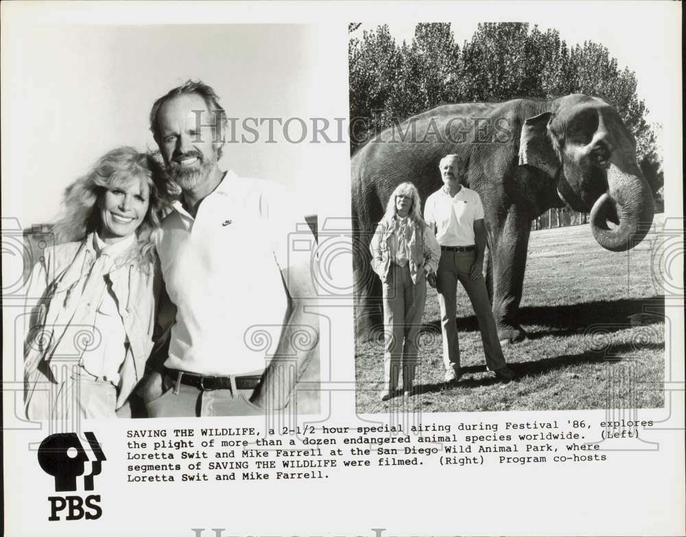 1986 Press Photo Loretta Swit and Mike Farrell Host 
