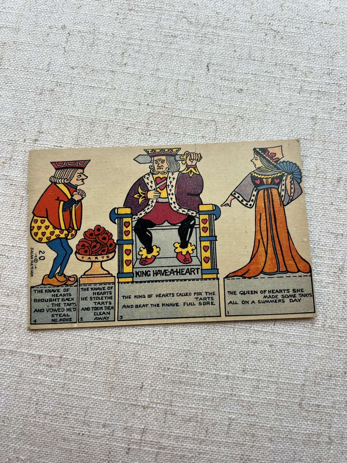 1914 J. Alan Fletcher Postcard #20 Cut Out “King Have-A-Heart” Queen Of Hearts