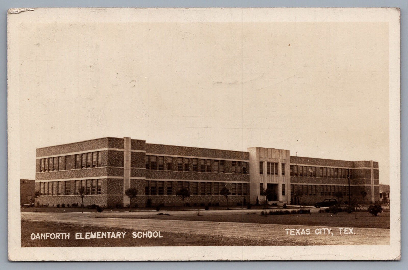 1941 Danforth Elementary School Texas City, Texas Real Photo Postcard RPPC