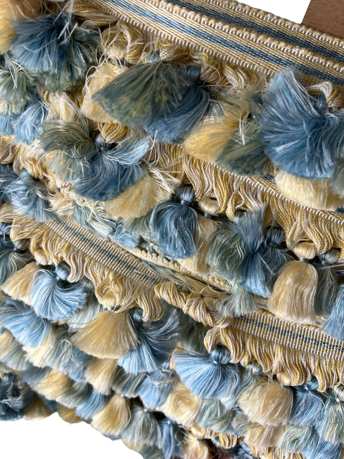 SCALAMANDRE French Silk Tassel Passementerie BLUE & YELLOW Trim 13 Yards + 12”