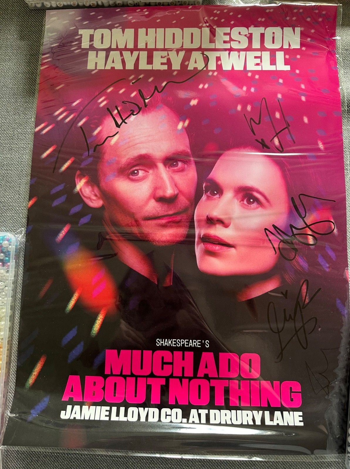 Much Ado About Nothing poster signed by Tom Hiddleston Hayley Atwell