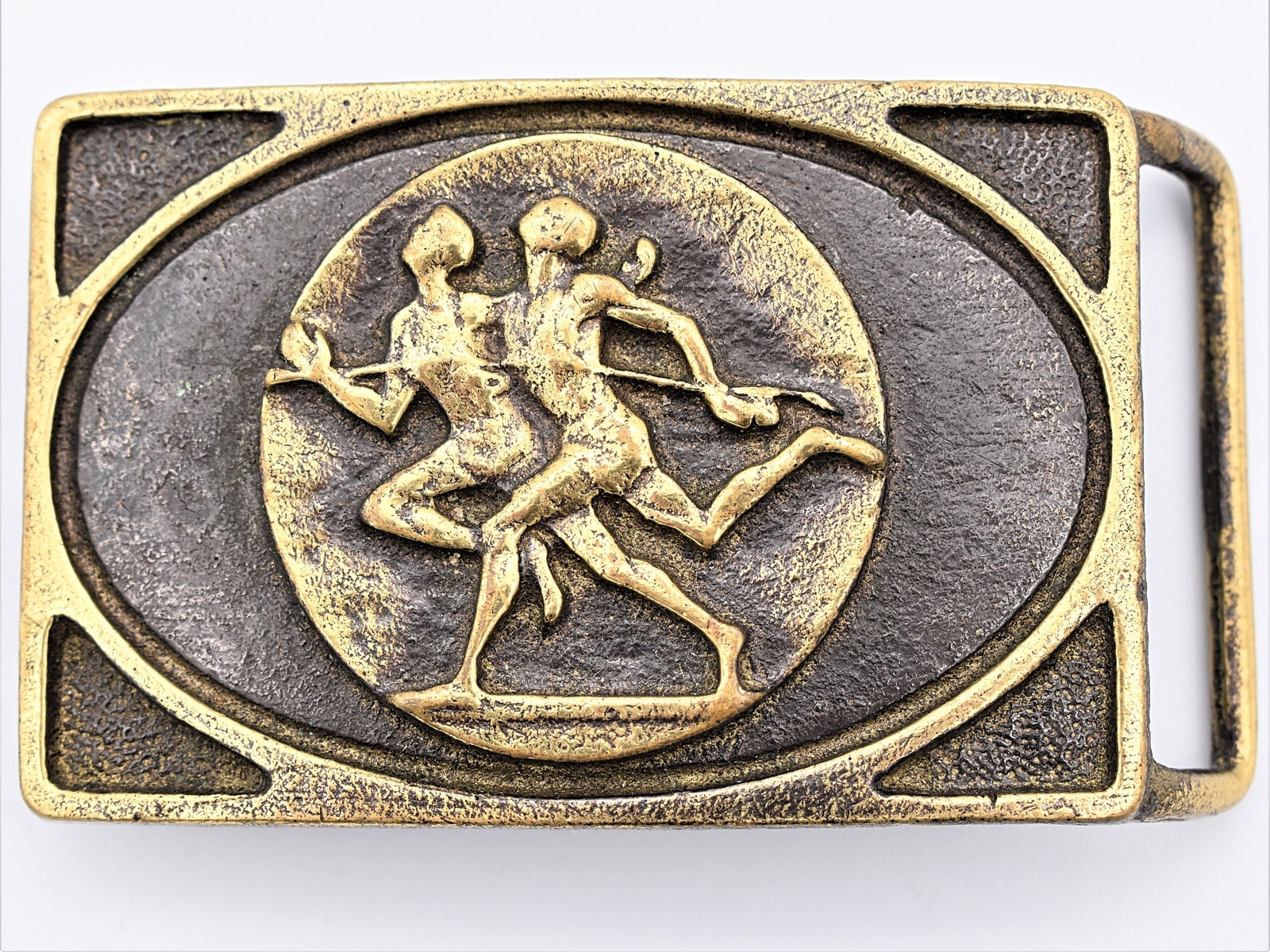 Solid Brass Sprinter Footrace Olympic Runner Track & Field Vintage Belt Buckle
