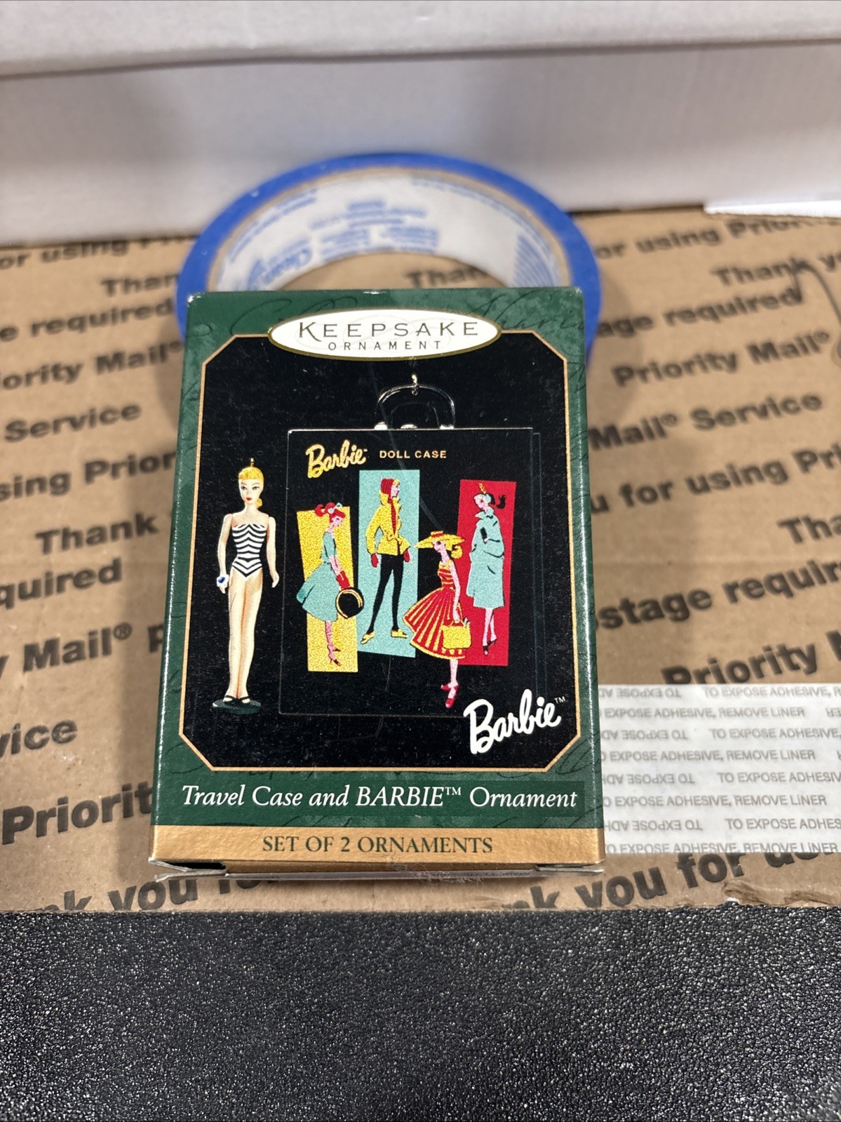 1999 Hallmark Keepsake Ornament Travel Case & Barbie Set of 2 Vintage New In Box