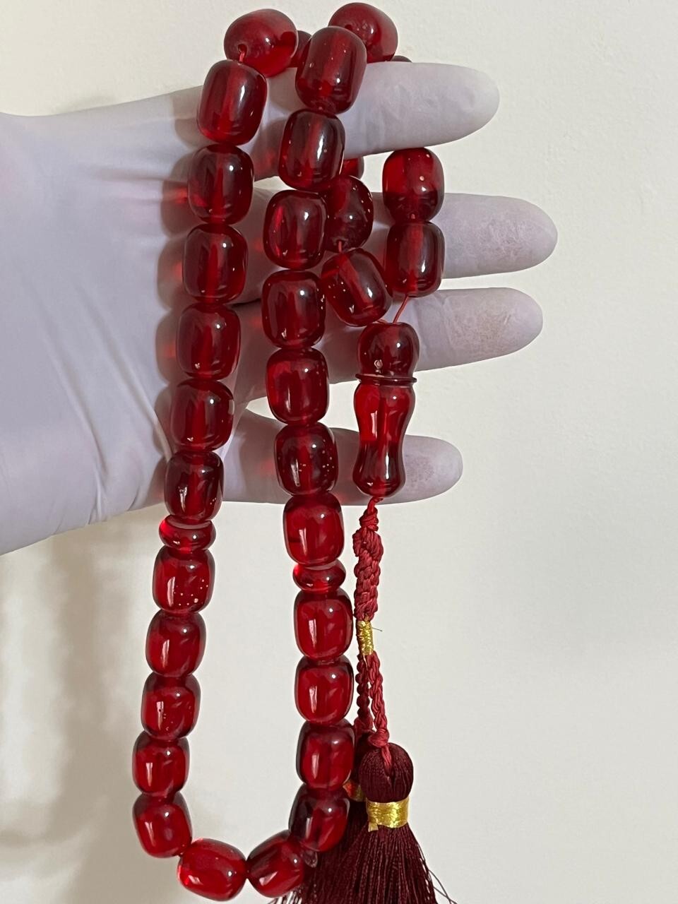 Natural Vintage Germany  Cherry Amber 33 سبحة مسكي الماني قديم خراطة باكستاني