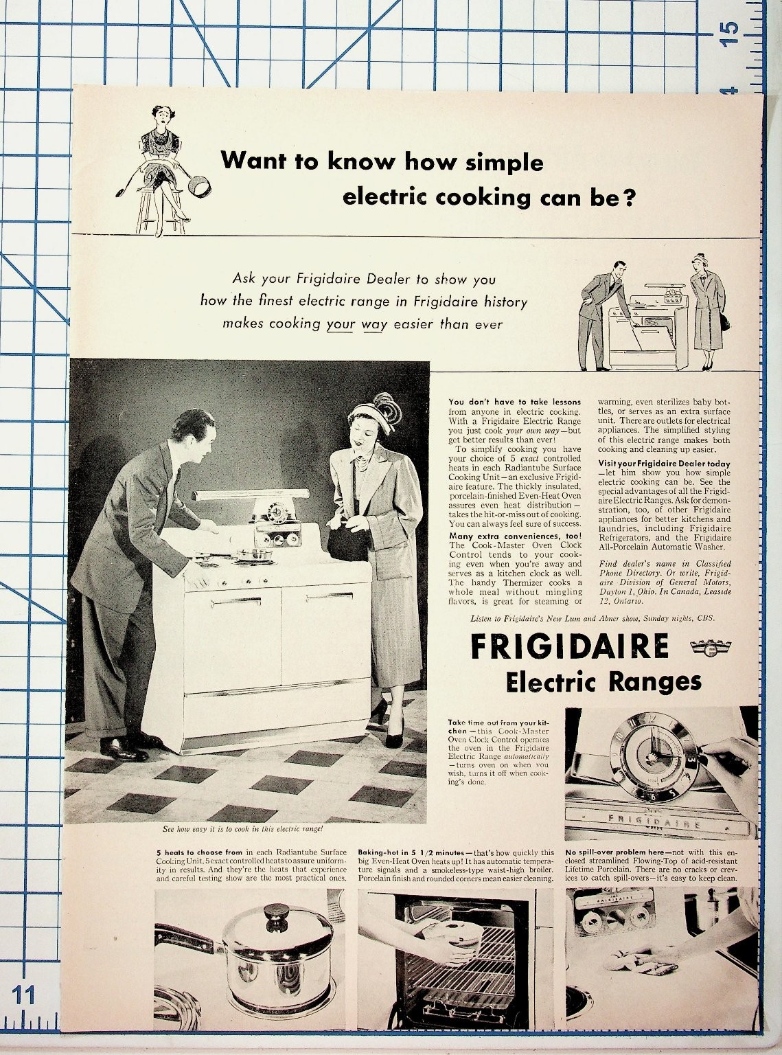 Vintage 1940s Frigidaire Electric Range Magazine Ad General Motors Appliance