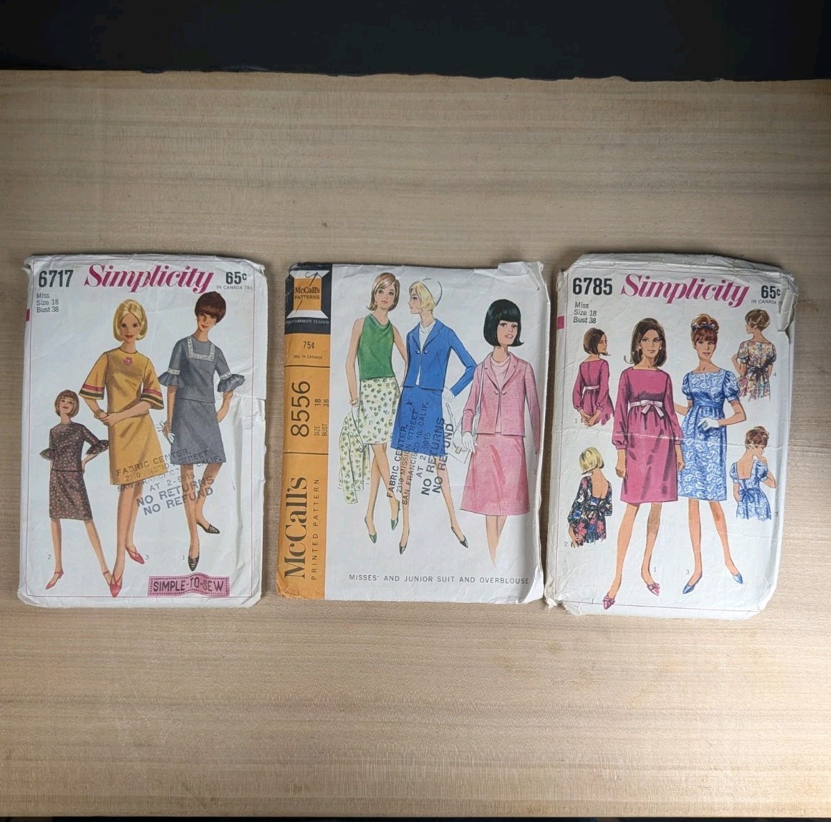 Lot (3) 1960s Patterns Sz 18 Dresses Simplicity 6717 6785 McCall's 8556 Cut Lot (3) 1960s Patterns Sz 18 Dresses Simplicity 6717 6785 McCall's 8556 Cut