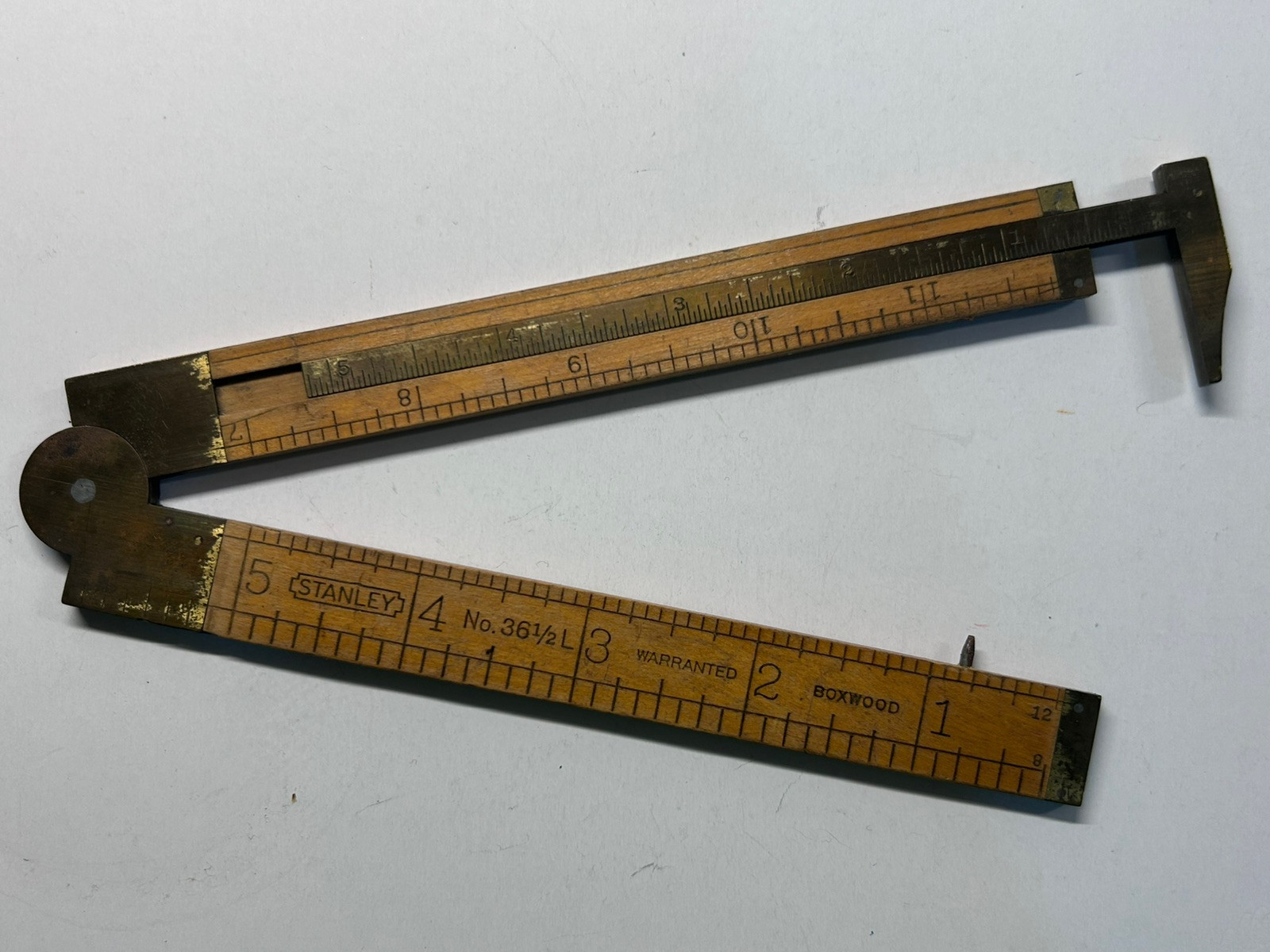 Vintage Stanley Boxwood & Brass Caliper Rule No. 36 1/2L