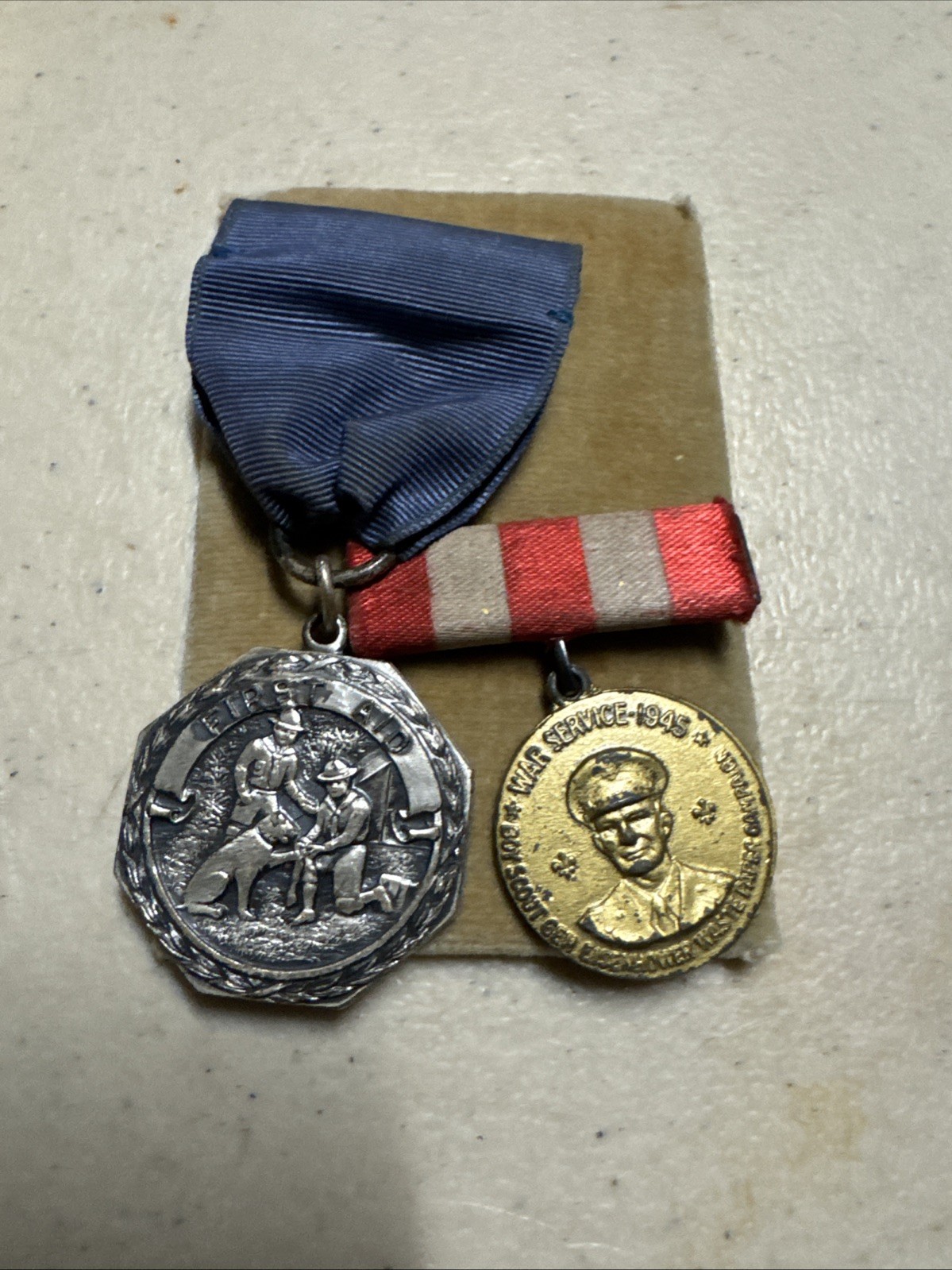 1945 Vintage Boy Scouts First Aid Medal In Original Box New York Headquarters